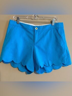 Lilly Pulitzer Vibrant Blue Scalloped High Waist Shorts